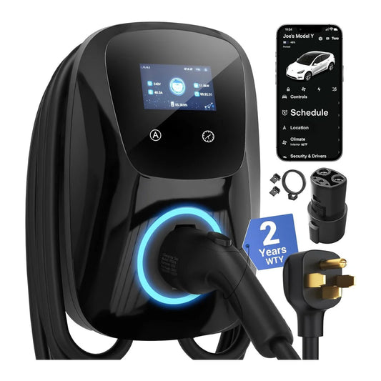 Vivileo Wall Mount EV Charger | Level 2 EV Charger | 48 Amp, 240V | NEMA 14-50 Plug | J1772 & NACS | Manual Amp & Schedule Setting | 25ft Cable | ETL Certified