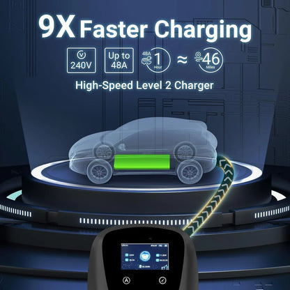 Vivileo Wall Mount EV Charger | Level 2 EV Charger | 48 Amp, 240V | NEMA 14-50 Plug | J1772 & NACS | Manual Amp & Schedule Setting | 25ft Cable | ETL Certified